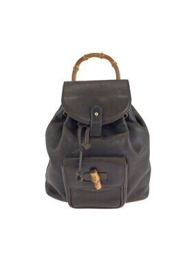Gucci Vintage Bamboo Dark Brown Leather 003 Backpack